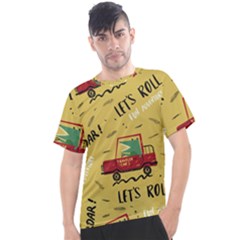 Childish Seamless Pattern With Dino Driver Men s Sport Top