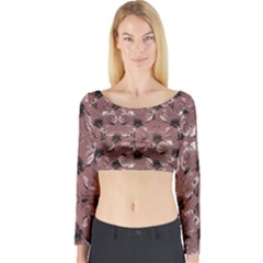 Hibiscus Flowers Collage Pattern Design Long Sleeve Crop Top by dflcprintsclothing