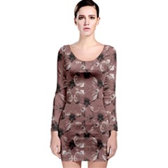 Hibiscus Flowers Collage Pattern Design Long Sleeve Bodycon Dress by dflcprintsclothing