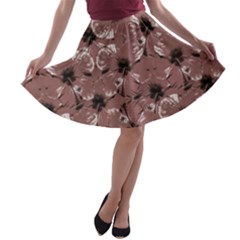 Hibiscus Flowers Collage Pattern Design A-line Skater Skirt