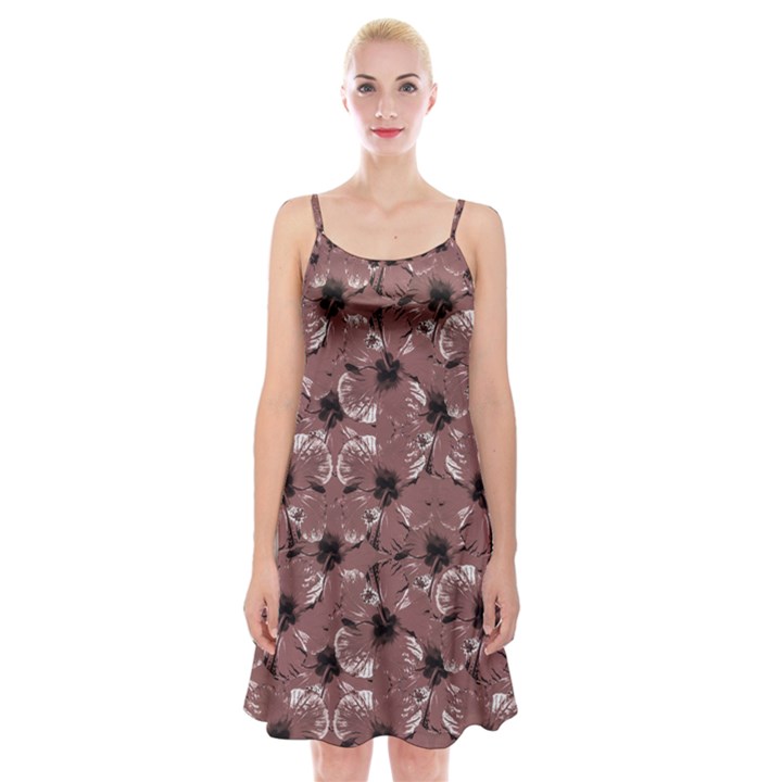 Hibiscus Flowers Collage Pattern Design Spaghetti Strap Velvet Dress