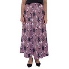 Hibiscus Flowers Collage Pattern Design Flared Maxi Skirt