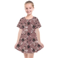 Hibiscus Flowers Collage Pattern Design Kids  Smock Dress by dflcprintsclothing