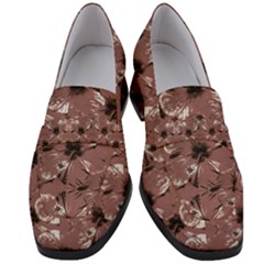 Hibiscus Flowers Collage Pattern Design Women s Chunky Heel Loafers by dflcprintsclothing