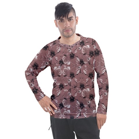 Hibiscus Flowers Collage Pattern Design Men s Pique Long Sleeve Tee by dflcprintsclothing