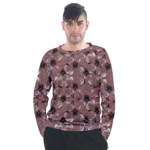 Hibiscus Flowers Collage Pattern Design Men s Long Sleeve Raglan Tee by dflcprintsclothing