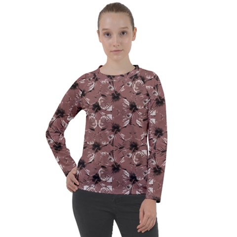 Hibiscus Flowers Collage Pattern Design Women s Long Sleeve Raglan Tee by dflcprintsclothing