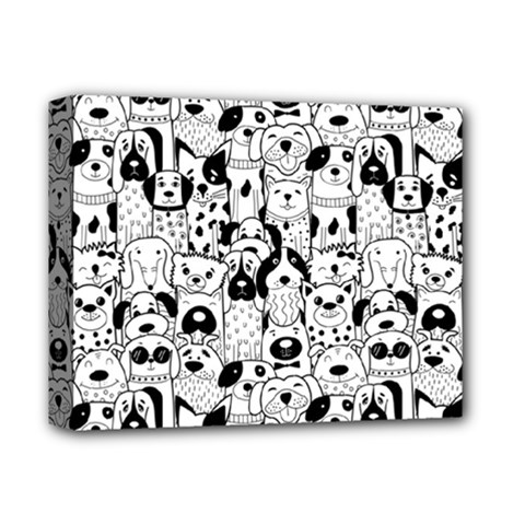 Seamless Pattern With Black White Doodle Dogs Deluxe Canvas 14  X 11  (stretched) by Vaneshart