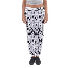 Seamless Pattern With Black White Doodle Dogs Women s Jogger Sweatpants by Vaneshart