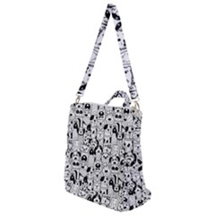 Seamless Pattern With Black White Doodle Dogs Crossbody Backpack by Vaneshart