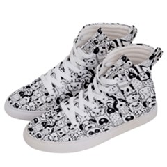 Seamless Pattern With Black White Doodle Dogs Women s Hi-top Skate Sneakers by Vaneshart