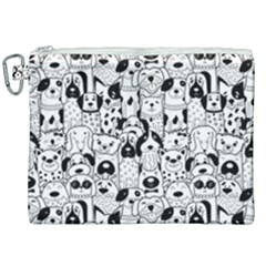 Seamless Pattern With Black White Doodle Dogs Canvas Cosmetic Bag (xxl) by Vaneshart