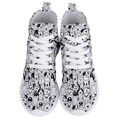 Seamless Pattern With Black White Doodle Dogs Women s Lightweight High Top Sneakers by Vaneshart