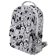 Seamless Pattern With Black White Doodle Dogs Flap Pocket Backpack (small) by Vaneshart