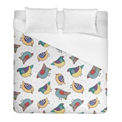 Seamless Pattern With Hand Drawn Bird Black Duvet Cover (full/ Double Size) by Vaneshart