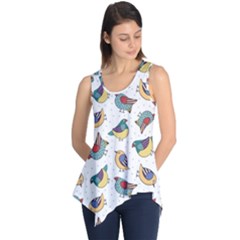 Seamless Pattern With Hand Drawn Bird Black Sleeveless Tunic by Vaneshart