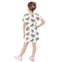 Seamless Pattern With Hand Drawn Bird Black Kids  Short Sleeve Velvet Dress View2