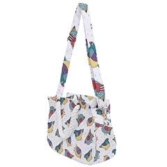 Seamless Pattern With Hand Drawn Bird Black Rope Handles Shoulder Strap Bag by Vaneshart