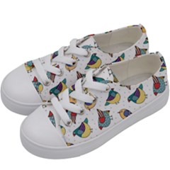 Seamless Pattern With Hand Drawn Bird Black Kids  Low Top Canvas Sneakers by Vaneshart