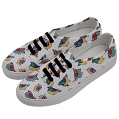 Seamless Pattern With Hand Drawn Bird Black Men s Classic Low Top Sneakers by Vaneshart