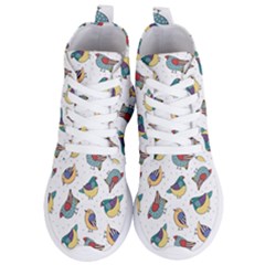 Seamless Pattern With Hand Drawn Bird Black Women s Lightweight High Top Sneakers by Vaneshart