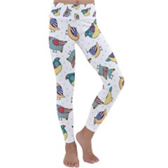 Seamless Pattern With Hand Drawn Bird Black Kids  Lightweight Velour Classic Yoga Leggings by Vaneshart