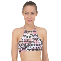 Cute Dog Seamless Pattern Background Racer Front Bikini Top by Vaneshart