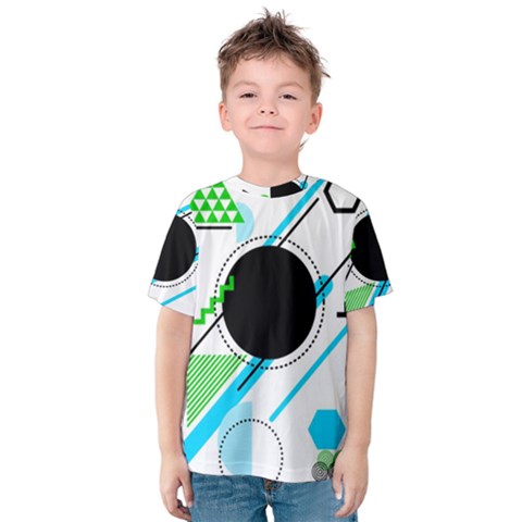 Geometric Shapes Background Kids  Cotton Tee by Vaneshart