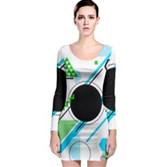 Geometric Shapes Background Long Sleeve Bodycon Dress by Vaneshart