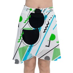 Geometric Shapes Background Chiffon Wrap Front Skirt by Vaneshart