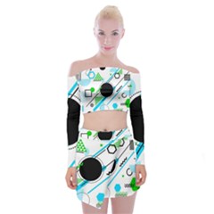 Geometric Shapes Background Off Shoulder Top With Mini Skirt Set by Vaneshart