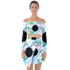 Geometric Shapes Background Off Shoulder Top With Skirt Set by Vaneshart