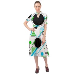 Geometric Shapes Background Keyhole Neckline Chiffon Dress by Vaneshart