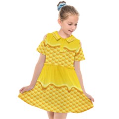 Sweet Honey Drips With Honeycomb Kids  Short Sleeve Shirt Dress by Vaneshart