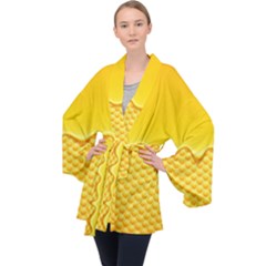 Sweet Honey Drips With Honeycomb Long Sleeve Velvet Kimono  by Vaneshart