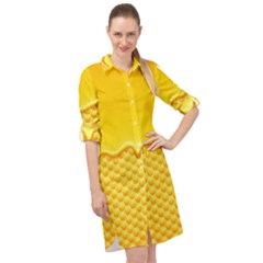 Sweet Honey Drips With Honeycomb Long Sleeve Mini Shirt Dress by Vaneshart