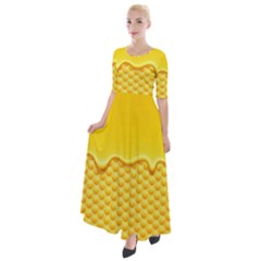 Sweet Honey Drips With Honeycomb Half Sleeves Maxi Dress by Vaneshart