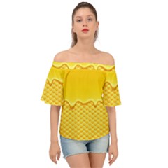 Sweet Honey Drips With Honeycomb Off Shoulder Short Sleeve Top by Vaneshart