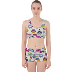 Funny Colorful Owls Work It Out Gym Set by Vaneshart