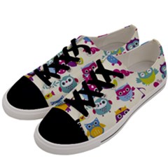 Funny Colorful Owls Men s Low Top Canvas Sneakers by Vaneshart