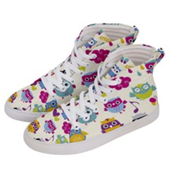 Funny Colorful Owls Women s Hi-top Skate Sneakers by Vaneshart