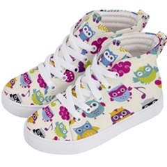 Funny Colorful Owls Kids  Hi-top Skate Sneakers by Vaneshart