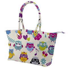 Funny Colorful Owls Canvas Shoulder Bag