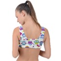 Funny Colorful Owls Front Tie Bikini Top View2