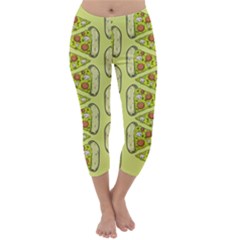 Pizza Fast Food Pattern Seamles Design Background Capri Winter Leggings  by Vaneshart