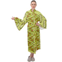 Pizza Fast Food Pattern Seamles Design Background Maxi Velour Kimono by Vaneshart