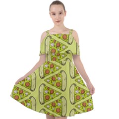 Pizza Fast Food Pattern Seamles Design Background Cut Out Shoulders Chiffon Dress by Vaneshart