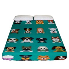 Different Type Vector Cartoon Dog Faces Fitted Sheet (king Size) by Vaneshart