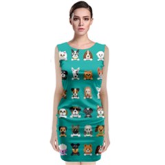 Different Type Vector Cartoon Dog Faces Classic Sleeveless Midi Dress by Vaneshart