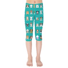 Different Type Vector Cartoon Dog Faces Kids  Capri Leggings  by Vaneshart